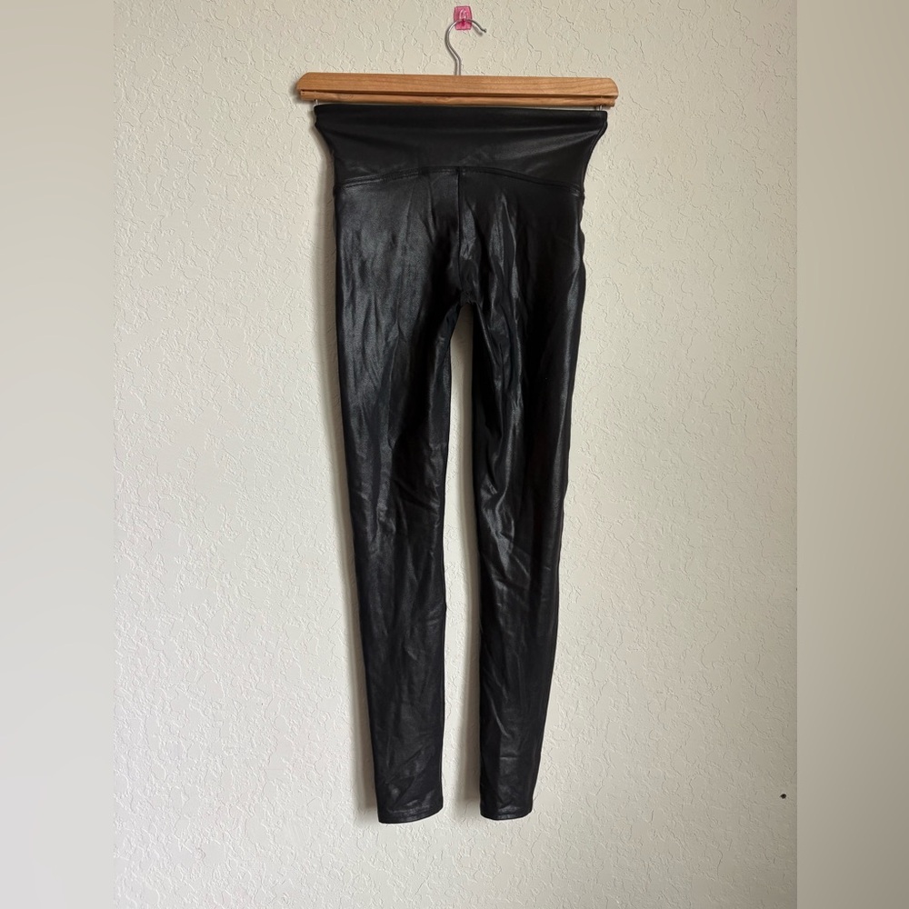 Spanx Womens High Waisted Faux Leggings Size Medium Goth Punk Moto Biker